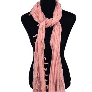 Fantasia Accessories Womens Polka Dot Gauze Polyester Fringed Scarf Pink 22”x72”